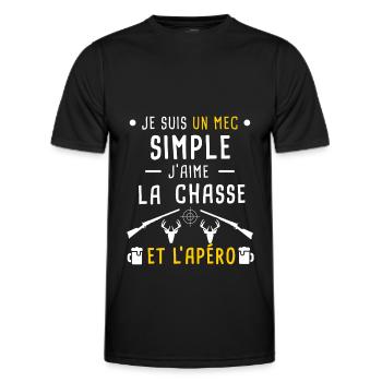 chasse au chevreuil et apéro mec simple - T-shirt sport Homme - noir - Devant - AI Model Male 178 dark (178cm)