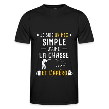chasse et apéro mec simple - T-shirt sport Homme - noir - Devant - AI Model Male 178 dark (178cm)