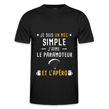 paramoteur et apéro mec simple - T-shirt sport Homme - noir - Devant - AI Model Male 178 dark (178cm)
