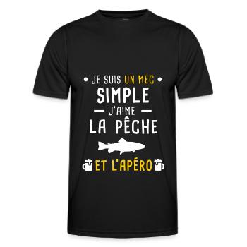 pêche pêcher et apéro mec simple - T-shirt sport Homme - noir - Devant - AI Model Male 178 dark (178cm)