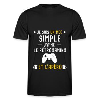 rétrogaming et apéro mec simple - T-shirt sport Homme - noir - Devant - AI Model Male 178 dark (178cm)