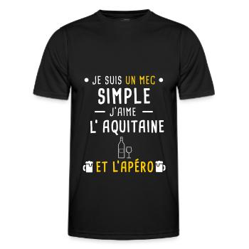 aquitaine vin apéro mec simple - T-shirt sport Homme - noir - Devant - AI Model Male 178 dark (178cm)