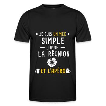 réunion fleur hibiscus apéro mec simple - T-shirt sport Homme - noir - Devant - AI Model Male 178 dark (178cm)