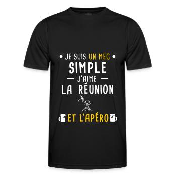 réunion volcan oiseau apéro mec simple - T-shirt sport Homme - noir - Devant - AI Model Male 178 dark (178cm)