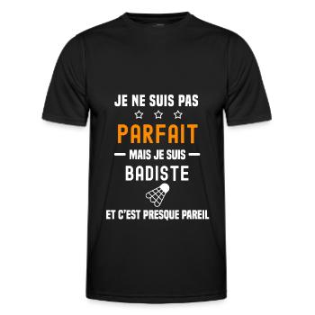 badminton pas parfait mais badiste - T-shirt sport Homme - noir - Devant - AI Model Male 178 dark (178cm)