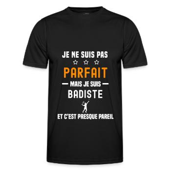 badminton pas parfait mais badiste homme - T-shirt sport Homme - noir - Devant - AI Model Male 178 dark (178cm)