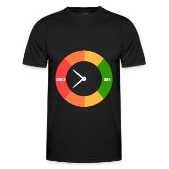 Angst > Gier - Männer Funktions-T-Shirt - Schwarz - Vorne - AI Model Male 178 dark (178cm)
