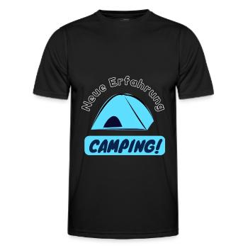 Neue Erfahrung - Camping! - Männer Funktions-T-Shirt - Schwarz - Vorne - AI Model Male 178 dark (178cm)