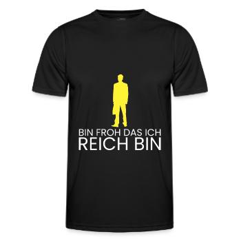 bin froh das ich reich bin - Männer Funktions-T-Shirt - Schwarz - Vorne - AI Model Male 178 dark (178cm)