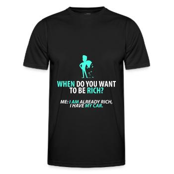 Déjà riche : ma voiture - T-shirt sport Homme - noir - Devant - AI Model Male 178 dark (178cm)