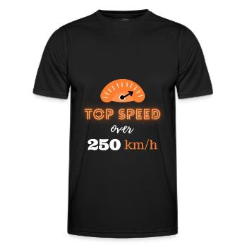 Vitesse maximale supérieure à 250 km/h - T-shirt sport Homme - noir - Devant - AI Model Male 178 dark (178cm)