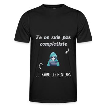Je ne suis pas complotiste - T-shirt sport Homme - noir - Devant - AI Model Male 178 dark (178cm)