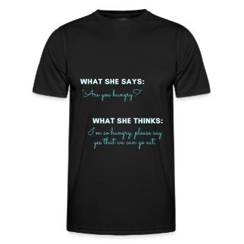 You: Are you hungry? - Men's Functional T-Shirt - black - Front - AI Model Male 178 dark (178cm)