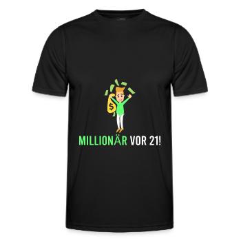 Millionaire in front of 21! - Men's Functional T-Shirt - black - Front - AI Model Male 178 dark (178cm)