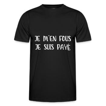 je m'en fous je suis payé - T-shirt sport Homme - noir - Devant - AI Model Male 178 dark (178cm)