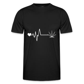 Hemp Leaf Pulse Heartbeat Cannabis - Men's Functional T-Shirt - black - Front - AI Model Male 178 dark (178cm)