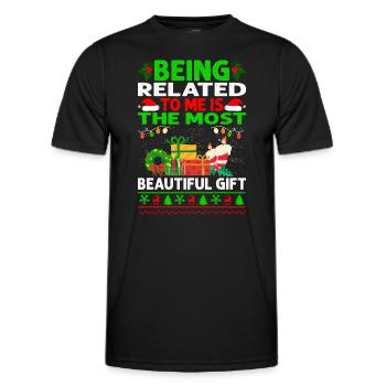 Être lié à moi - Dicton de Noël drôle - T-shirt sport Homme - noir - Devant - AI Model Male 178 dark (178cm)