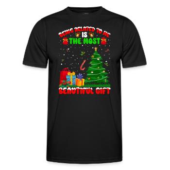 Être lié à moi - Dicton de Noël drôle - T-shirt sport Homme - noir - Devant - AI Model Male 178 dark (178cm)