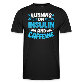 Diabetes Saying - Running On Insulin And Caffeine - Men's Functional T-Shirt - black - Front - AI Model Male 178 dark (178cm)