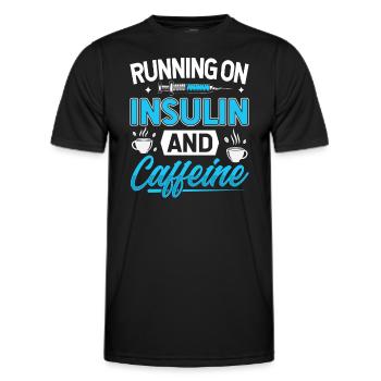 Diabetes Saying - Running On Insulin And Caffeine - Men's Functional T-Shirt - black - Front - AI Model Male 178 dark (178cm)