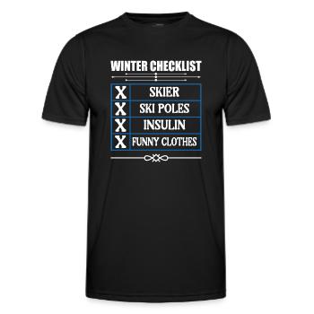 Winter Insulin Checklist for Diabetics - Men's Functional T-Shirt - black - Front - AI Model Male 178 dark (178cm)