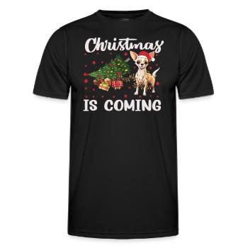 Noël arrive version chien - T-shirt sport Homme - noir - Devant - AI Model Male 178 dark (178cm)