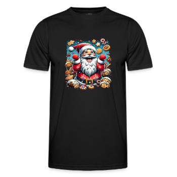 Drôle de Père Noël aime grignoter - Biscuits - T-shirt sport Homme - noir - Devant - AI Model Male 178 dark (178cm)