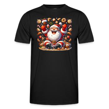 Drôle de Père Noël aime grignoter - Biscuits - T-shirt sport Homme - noir - Devant - AI Model Male 178 dark (178cm)