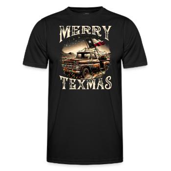 Merry Texmas – Pick-up-truck - Männer Funktions-T-Shirt - Schwarz - Vorne - AI Model Male 178 dark (178cm)