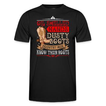 Oil Smelled Hands Dusty Boots Country Men Roots - Men's Functional T-Shirt - black - Front - AI Model Male 178 dark (178cm)