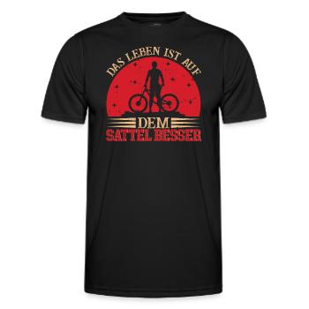 Radfahrer - Das Leben Ist Auf Dem Sattel Besser - Männer Funktions-T-Shirt - Schwarz - Vorne - AI Model Male 178 dark (178cm)