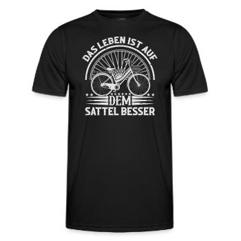Radfahrer - Das Leben Ist Auf Dem Sattel Besser - Männer Funktions-T-Shirt - Schwarz - Vorne - AI Model Male 178 dark (178cm)