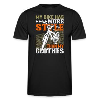 My bike has more style than my clothes - Men's Functional T-Shirt - black - Front - AI Model Male 178 dark (178cm)