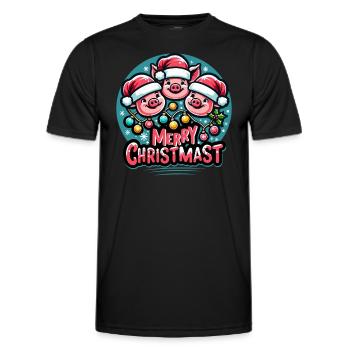 MERRY ChristMAST - Weihnachtsbraten Essen Mahlzeit - Männer Funktions-T-Shirt - Schwarz - Vorne - AI Model Male 178 dark (178cm)