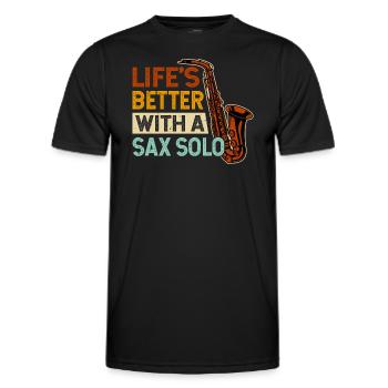Life's Better with a Sax Solo Saxophonist - Men's Functional T-Shirt - black - Front - AI Model Male 178 dark (178cm)