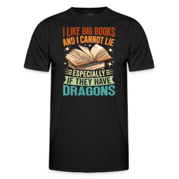 Dragon Book Saying - I Like Big Books - Men's Functional T-Shirt - black - Front - AI Model Male 178 dark (178cm)