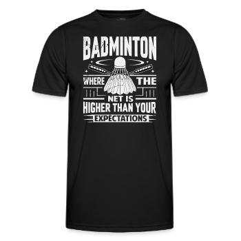 BADMINTON - Le filet est à la hauteur de vos attentes - T-shirt sport Homme - noir - Devant - AI Model Male 178 dark (178cm)