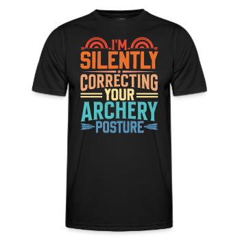 Dicton d’entraîneur de tir à l’arc - Exercice d’archer - T-shirt sport Homme - noir - Devant - AI Model Male 178 dark (178cm)