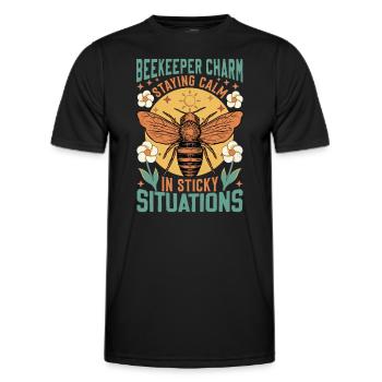 Charme de l’apiculteur - Situations délicates - T-shirt sport Homme - noir - Devant - AI Model Male 178 dark (178cm)