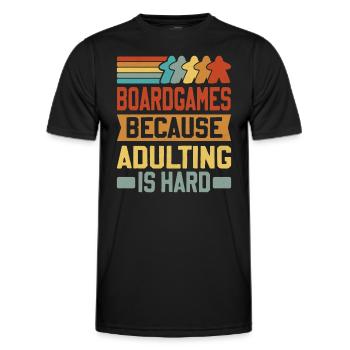Board Games - Because Adulting Is Hard - Men's Functional T-Shirt - black - Front - AI Model Male 178 dark (178cm)