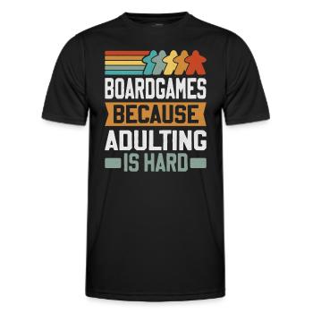 Board Games - Because Adulting Is Hard - Men's Functional T-Shirt - black - Front - AI Model Male 178 dark (178cm)