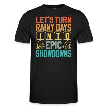 Board Game Saying - Turning Rainy Days Board game - Men's Functional T-Shirt - black - Front - AI Model Male 178 dark (178cm)