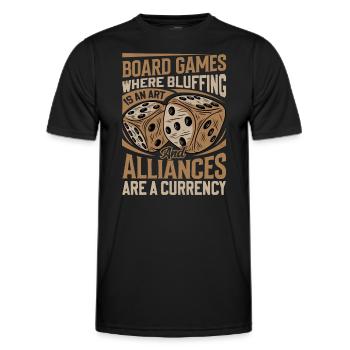 Brettspiel Spruch - Allianzen sind Währungen - Männer Funktions-T-Shirt - Schwarz - Vorne - AI Model Male 178 dark (178cm)