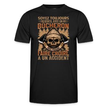 Soyez gentil avec un bûcheron - dicton de bûcheron - T-shirt sport Homme - noir - Devant - AI Model Male 178 dark (178cm)