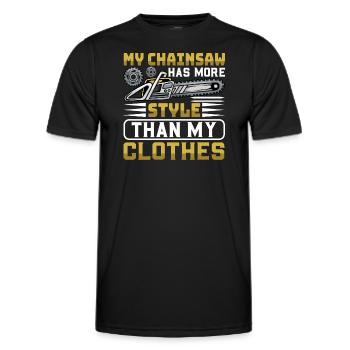 Selbstironie Spruch - Kettensäge Motorsäge - Männer Funktions-T-Shirt - Schwarz - Vorne - AI Model Male 178 dark (178cm)