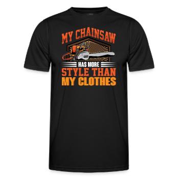 Selbstironie Spruch - Kettensäge Motorsäge - Männer Funktions-T-Shirt - Schwarz - Vorne - AI Model Male 178 dark (178cm)