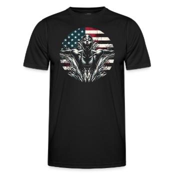 Schwimmen USA Flagge Frau Schwimmerin - Swim - Männer Funktions-T-Shirt - Schwarz - Vorne - AI Model Male 178 dark (178cm)