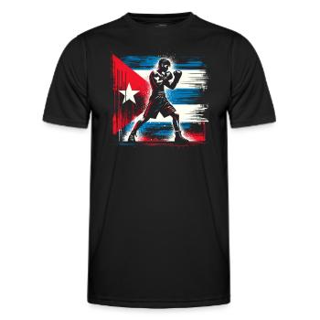Boxeur cubain drapeau fierté Cuba boxeur - T-shirt sport Homme - noir - Devant - AI Model Male 178 dark (178cm)