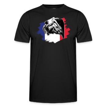 France Climber – Escalade de bloc en détresse - T-shirt sport Homme - noir - Devant - AI Model Male 178 dark (178cm)