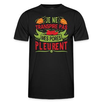I Don't Sweat My Pores Cry - Chili Cook - Men's Functional T-Shirt - black - Front - AI Model Male 178 dark (178cm)